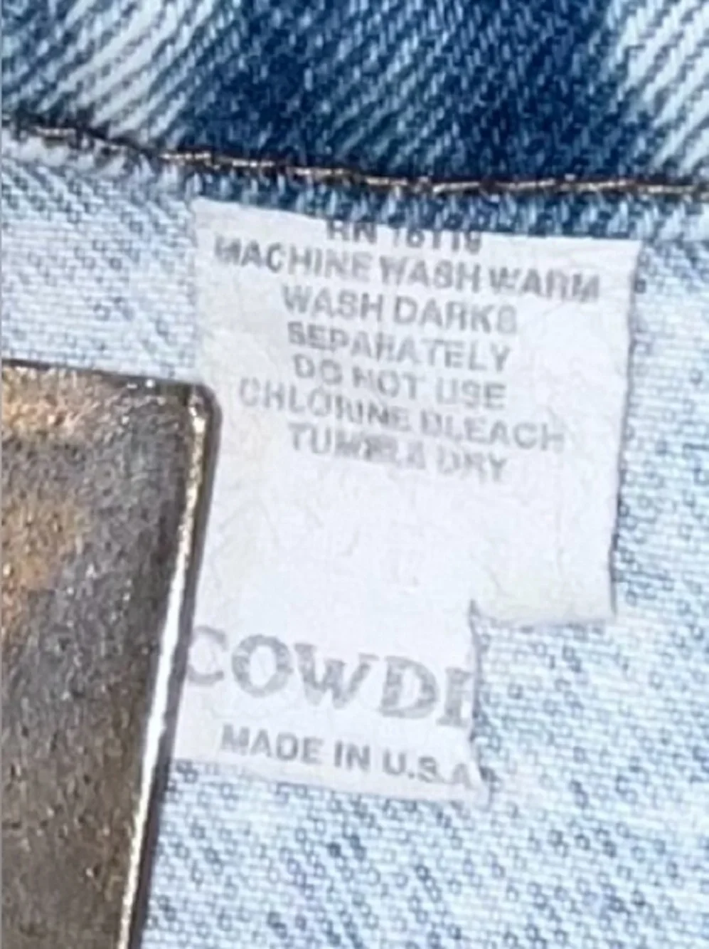 Vintage 80’s Cowden denim jacket acid stone wash, trucker-style , size 10 youth